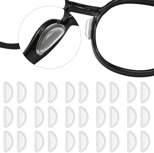 15 Paar Nasenpads Silikon, Selbstklebende Dünne Rutschfeste Nasenpads Brille, Brillen-Nasenpads zum Eindrücken,Brillenpolster Nase Weiche Brillenpads,für Brillen und Sonnenbrillen,15 mm,transparent