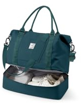 Spirit Travel Duffel Bag - 18x14x8 Inches Weekender Overnight Bag with Shoes Compartment, Trolley Sleeve, Carry On for Airplanes, Gym Tote - Dark Blue