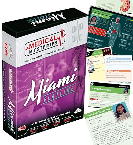 TOMY Medical Mysteries: Miami Flatline – A Cooperative Board Game for Ages 14+ with 4 Cases to Diagnose and Save Your Patients! Perfect for Family, Friends, and Memorable Date Nights!
