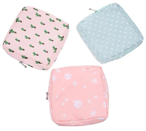 BESTYASH 3 Stück Teiliges Damen Hygieneartikel Aufbewahrungstasche Wiederverwendbarer Organizer für Menstruationsprodukte Reisen Kaktus