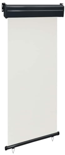 Tenda da Sole Laterale a Rullo, 85x250 cm, Tessuto Poliestere UV+Struttura Alluminio, Frangivista Balcone e Separe da Esterno, Montaggio Parete/Soffitto, Colore Crema