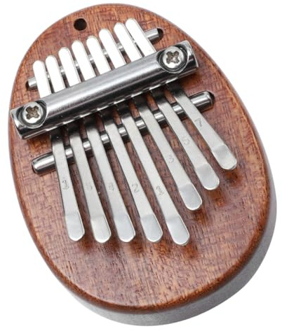 Kleiner Kalimba Daumenklavier mit 8 Tönen für Kinder und Anfänger | Edelstahl und Holzdetails, Leichte Bauweise, Elegantes Design, als Geschenk Geeignet
