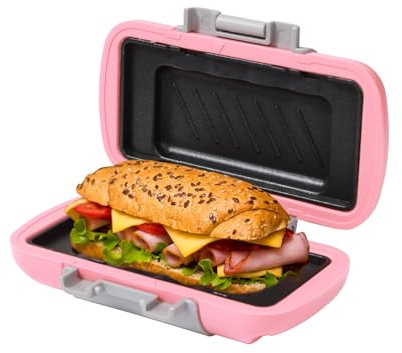 HeMaSe Small Microwave Toastie Sandwich Maker, Nonstick Plate Microwave Panini Grilled Cheese Maker, Versatile Wireless Small Toaster Hot Dog, Dishwasher Safe, Fast Cooking for Breakfast, Snacks, Pink