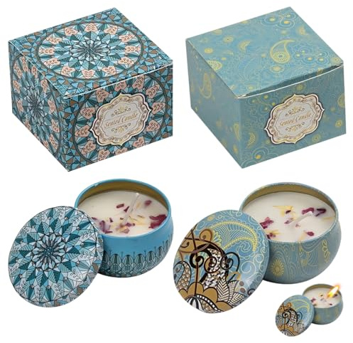 LACHT 2 Pezzi Candele Profumate, Set Candele, Candele Regalo, Set di Candela Profumate in Cera di Soia, per Aromaterapia e Rilassamento a Casa, Regalo per Yoga, Valentino e Anniversario
