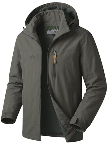 Muwodkdn Veste Coupe Vent Homme en Softshell Extérieur avec Capuche Gris L