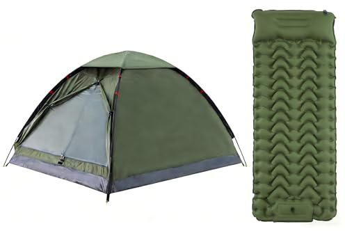 KingCamp Bundle: Ultraleichtes 2-Personen Camping Zelt MONDOME II + 1-Personen Aufblasbare Isomatte mit Fußpumpe - Wasserdicht, Kompakt, Ideal für Camping, Trekking, Outdoor-Aktivitäten