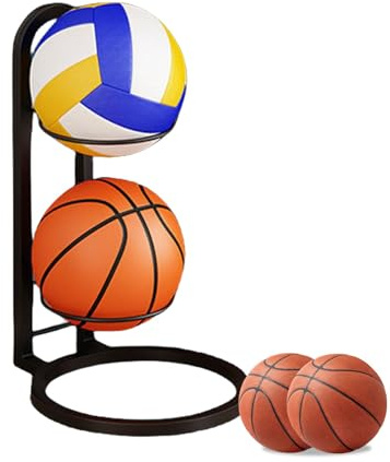 Estante multifuncional de almacenamiento de bolas de hierro, soporte de exhibición de baloncesto y voleibol resistente para dormitorio, sala de estar, garaje, ahorra espacio