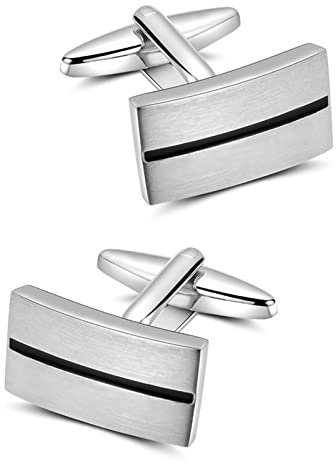 Mr.Van Manschettenknöpfe Herren, Klassisch Schwarz Streifen Cufflinks für Festival Geburtstag Weihnachten Geschenk Tanzparty (Metall)