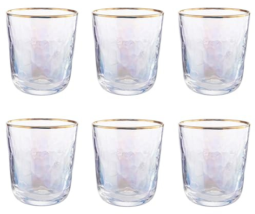 BUTLERS 6er Set Wassergläser 280 ml Klarglas - SMERALDA | Farbe Durchsichtig - Wasserglas für Säfte & Limonaden - Universalglas für Kaltgetränke & Wasser - Perlmutt-Design