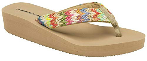 Dunlop Damen-Sandalen mit niedrigem Keilabsatz, Beige - Bast beige - Größe: 41 EU
