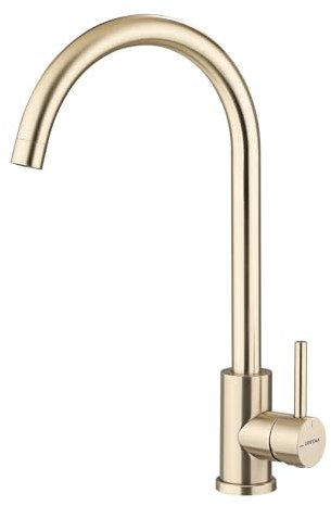 GRIFEMA G4008Y - Robinet de cuisine, Mitigeur Cuisine à poignée unique, rotation à 360 degrés, 2 modes de sortie d'eau, Robinet Mitigeur Cuisine chaud et froid en acier inoxydable, Or