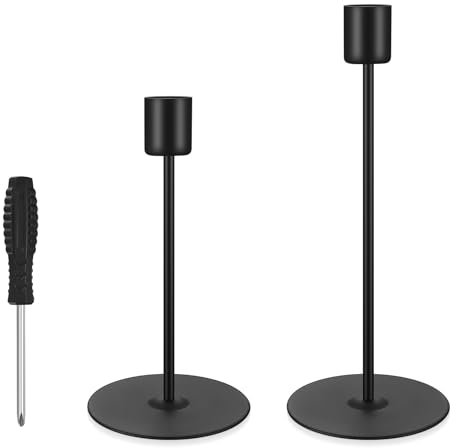2 Pezzi Portacandele, Candelabro, Vintage Supporto per Candele a Sfera, Nero Supporto per Candele da Tavolo Decorazioni per Soggiorno, Matrimonio, Cene Ornamenti