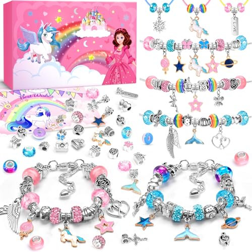 INOMO Einhorn Geschenke für Mädchen, Adventskalender Mädchen Armbänder Selber Machen, Bastelset Kinder ab 6 Jahre, Weihnachtsgeschenke für Kinder 6 7 8 9 10 11 12 Jahre Kinder Spielzeug
