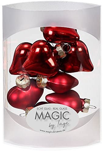 MAGIC 8 STK. Herzen 4cm Glas Weihnachtsschmuck Weihnachtskugeln Weihnachtsdeko Christbaumkugeln Christbaumschmuck (Chianti)