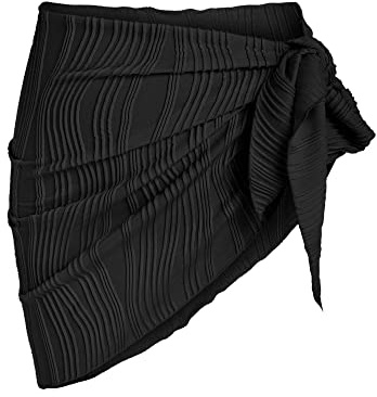 ZAFUL Textured Sarong Coverups for Women Tie Side Beach Sarong OneSize 4-Black