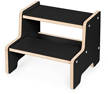Obubu Tritthocker für Kinder, Montessori Hocker ideal für Kinderzimmer, Badezimmer, Küchenhelfer, Hocker bis 60 kg, 2 Stufen, Schwarz