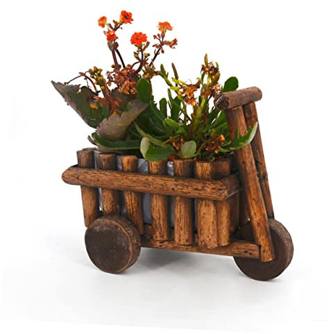 OFFSCH Wooden Small Cart Flower Pot Home Decor Plant Potted Plants Garden Window Planters Ornamental Cart
