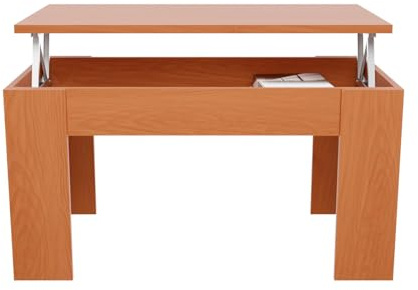 mattfy Tavolino da caffè e tè sollevabile, tavolino da salotto o sala da pranzo, dimensioni: 90 cm (larghezza) x 50 cm (profondità) x 46 (altezza), legno, noce, 90 x 50 x 46/57 cm