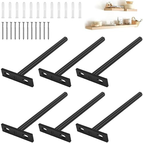 HAOMEEDUO 6 Stk Regalhalterung Schwebend Verdeckte Regalhalter 6 Zoll/154mm Regalbodenträger Schwerlast Tablarträger Regalträger Unsichtbar Regal Halterung mit Schrauben Expansionsrohre für Kabinett