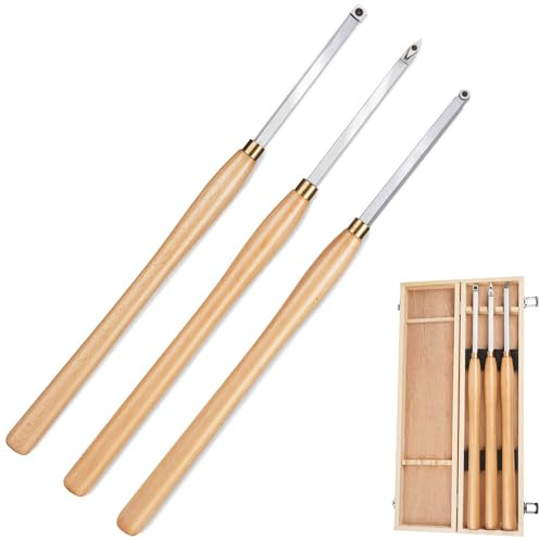 Woodturning Carbide Lathe Tools, 23.7 Pro Size Wood Turning Tool Set of 3 Rougher Detailer Finisher