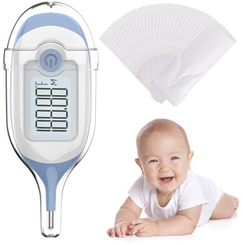 Digital Rectal Thermometer for Baby, Infant Thermometer, with 30 Probe Covers, Quick Read, Large Clear Display
