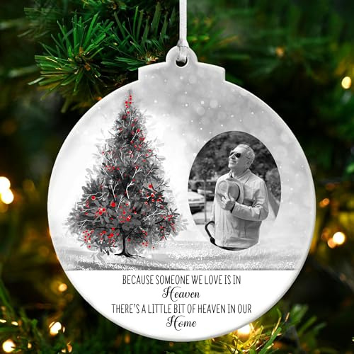 Personalised Memorial Christmas Bauble Custom Christmas Baubles Ornaments Gifts Xmas Tree Decorations In Loving Memory Hanging Xmas Keepsake for Your Loved Ones (Design 3, Round)