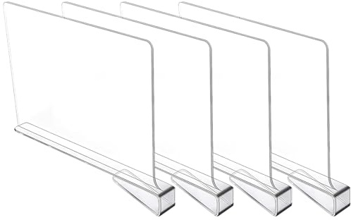4 Stück Transparente Acryl Trenner Schrank, Acryl Regal Trennwände Regalteiler 28x20 cm Multifunktionaler Shelf Divider für Schlafzimmer Küchenschränke Regal Lagerung Organisation