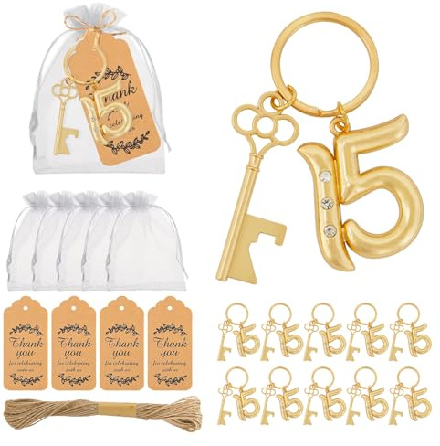 24 llaveros abrebotellas de quinceañera de 15 a granel, 15 recuerdos de fiesta de cumpleaños, llavero de cerveza 15, abrebotellas, aniversario de boda, regalos de devolución, decoraciones de fiesta o
