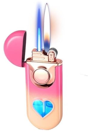 Briquet recargable cupé-vent à double flamme, briquet torche au butane, briquet à faisceau visible, briquet à flamme réglable, briquet portable mince (ne contient pas de gas butane) for los aniversari