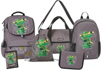 LEGO® NINJAGO® Schulranzen Jungen 1. Klasse Set Green –6-teilig LEGO NINJAGO Set mit Schulrucksack Jungen, Turnbeutel, Federmäppchen Junge, Geldbörse & Sporttasche