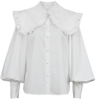 Baumwollshirt Damen Herbst und Winter Pilz Langarmshirt-weiß-M