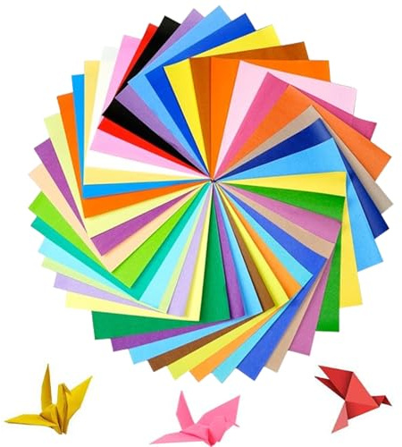 HoAhaMay 100 fogli di origami, origami colorati 15x 15cm, carta pieghevole a colori quadrata bifacciale, per bambini e adulti da utilizzare in progetti di arte fai da te e artigianato, (20 colori)