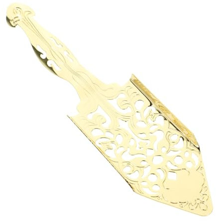 COLLBATH Stainless Steel Absinthe Spoon Hollow-Out Dripper Metal Bar Accessory for Cocktail Brewing and Sugar Cubes, Gold Coating, Household and Bar Use