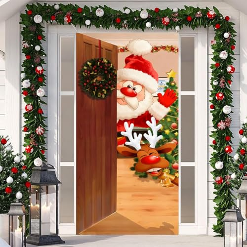 SOETDERT Weihnachten Tür Abdeckung Dekoration, Weihnachten Türabdeckung Hintergrund Banner, Niedlich Weihnachtsmann Party Dekorationen für Haus Wand Tür Vorhang Weihnachtsfeier Deko