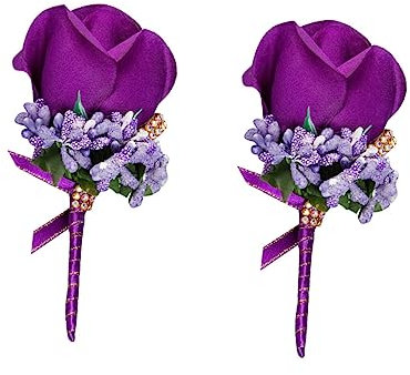 Cabilock 2stücke Kunstrose Brosche Für Hochzeit Simulation Mit Strass Hochzeitsdekoration Für Braut Blumenmädchen Und Anlässe Dunkellila