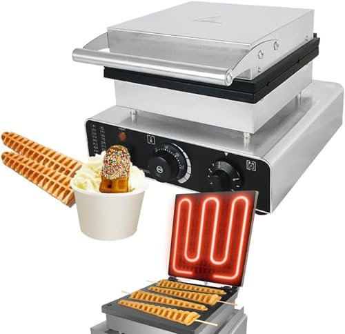lealovengzh MáQuina para Hacer Gofres con Palitos De Helado, 1750 W, MáQuina para Hacer Gofres Antiadherentes, Molde De Pino, SartéN De Hierro Fundido, Temperatura De 50 A 250 ℃,Black