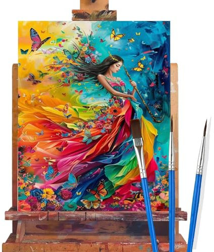 Malen Nach Zahlen Erwachsene Schmetterling,Fee Malen Nach Zahlen DIY set Handgemalt Ölgemälde,Mit Pinseln und Acrylfarbe,Bastelset Erwachsene Frauen für Geschenke und Home Wand Dekoration 90x120cm C76
