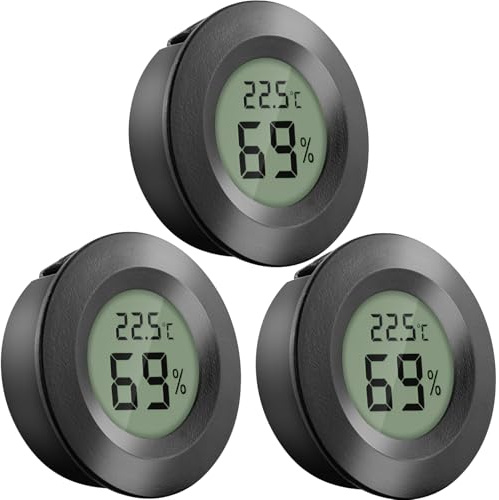 3 Pezzi Mini Termometro Digitale Igrometro, Termometro e Igrometro LCD Portatile Numerico Misura Temperatura Umidità -50~+70℃ 20~90% UR Compatto e Preciso per Ufficio Casa Cucina Serra Cantina Camera