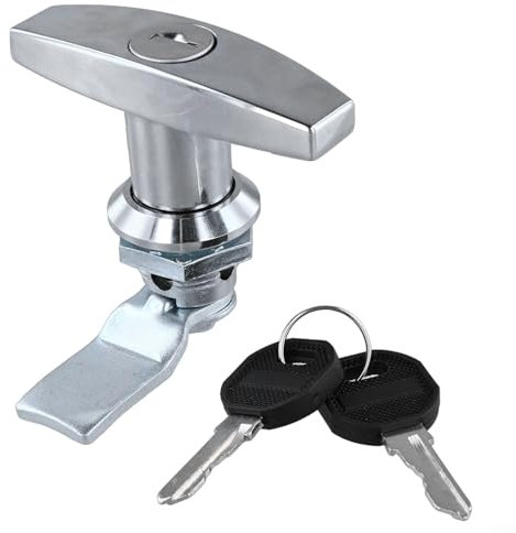 Puupaa Cerradura en forma de T de aleación de zinc para puerta de caravana, caravana, camión, remolque, caja de herramientas, cajón, gabinete, antirrobo, resistente a la intemperie, con 2 llaves