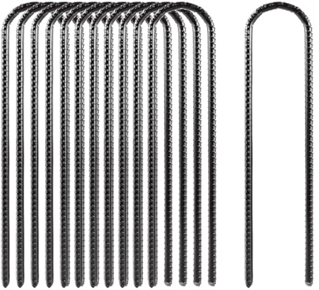 LOLYSIC 12 anclajes de suelo, trampolín de 30 cm, anclajes de tierra en forma de U, galvanizados, estacas para tienda de campaña, ganchos para trampolín, estacas para tienda de campaña, estacas de