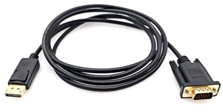 JZK 1.8 m DisplayPort auf VGA Kabel, vergoldetes unidirektionales DP Stecker auf VGA Stecker Adapterkabel für Laptop, Projektor, Monitor, HDTV, nicht kompatibel mit HDMI oder USB