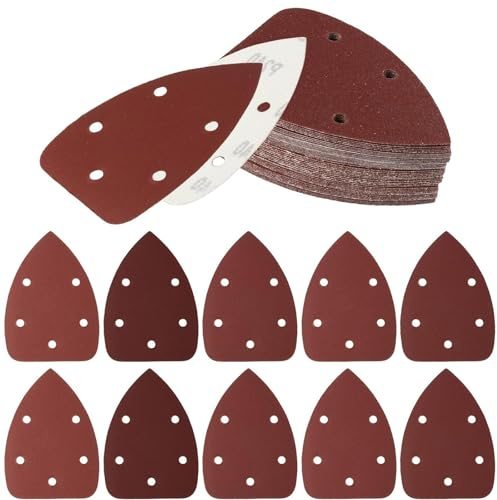 60 Pcs Mouse Detail Sander Sheets, Black and Decker Mouse Sandpaper, 5 Holes Hook and Loop Sander Pad, 40/80/120/180/240/320 Grits Compatiable with Black and Decker Detail Hand Sander(14cm x 9cm)