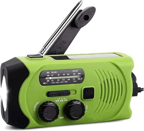 SHRGOMPIT Emergency Weather Radio,2000mAh Power Bank for Cellphone,AM/FM Portable Battery Operated Radio with Flashlight,Reading Lamp,Cell Phone Charger