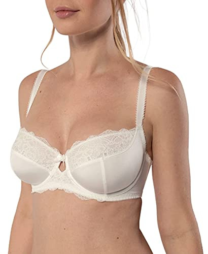 Dorina Damen Celine Leicht Gepolsterter Demi-BH – Bügel-BHS mit Geformten Cups, Florales Spitzendesign und Stützenden U-Rückenflügeln, Elfenbein