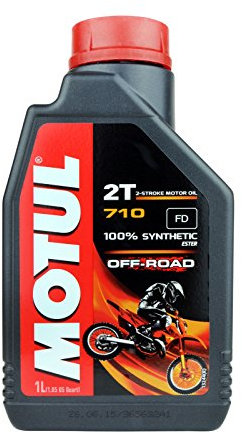 Motul 710 2T Aceite de motor 100% sintético de 2 tiempos para todo terreno, 1 litro