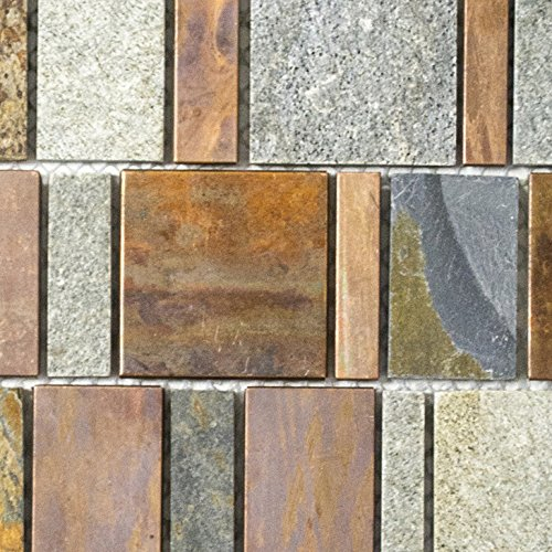 Mosaik platta koppar grå rost koppar rektangel sten för vägg BAD WC kök tatuering mosaik platta