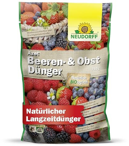 Neudorff Azet Beeren- & ObstDünger – Bio-Dünger für mehr Geschmack und reiche Ernte bei Beeren und Obst mit natürlicher Sofort- & Langzeitwirkung, 750 g