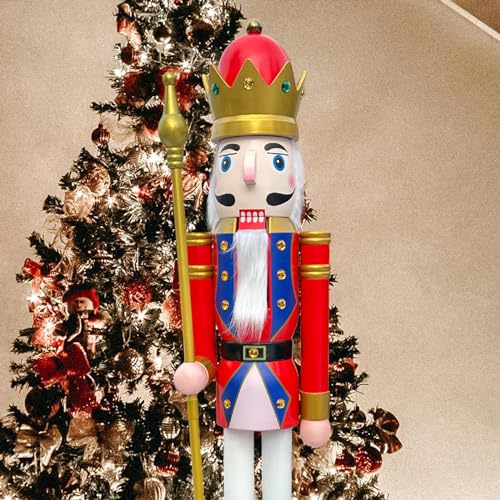 CDL XL/5 pies/150 cm/5 pies/5 pies/150cm tamaño Natural Grande/Gigante Rojo Navidad de Madera Cascanueces Rey y Ornamento de Soldado muñeca Regalo Escaparate/Casa Decorativo K20