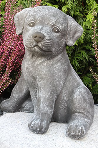 STEINFIGUREN SPICKER Steinfigur Hund sitzend 173/1, Gartenfigur Steinguss Tierfigur Basaltgrau