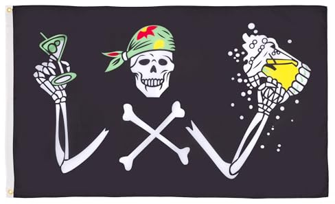AZ FLAG Flagge Pirat Biertrinker 150x90cm - Piraten Totenkopf Fahne 90 x 150 cm - flaggen Top Qualität